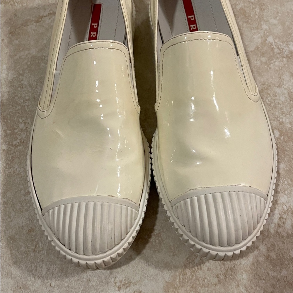 Prada Women's Cream Slip-On Sneakers, 8.5 USA size, 39.5 USA, preowned - Picture 3 of 14